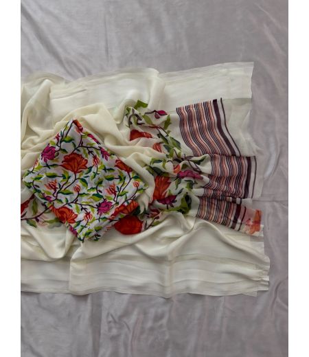 DB618 Beautiful Soft Georgette Elegant Printed Sartin Border Celebrity Inspired Sarees.
