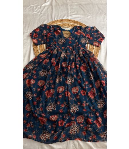 DB664 Beautiful Soft Alfino Chiffon Floral Printed Designer Aliya Cut Dresses.