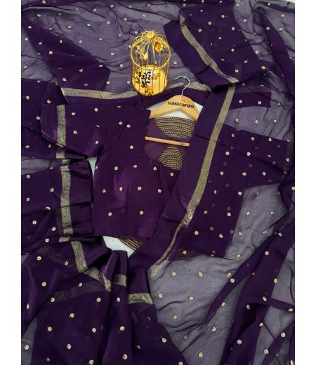 DB321Beautiful Soft Viscose Georgette Sequence Butti Work Celebrity Inspired Sarees.(Blouse Unstitched