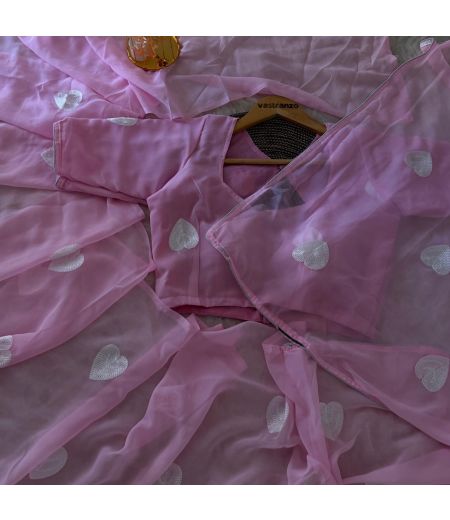 DB98 Beautiful Soft Georgette Gmathi Thread Work Celebrity Inspired Sarees.(Blouse Unstitched)