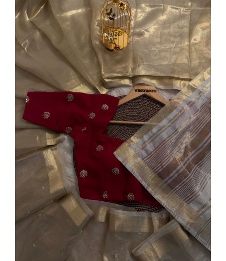 DB58 Beautiful Soft Golden Tissue Silk Sequence Emboridary Butti Work Celebrity Inspired Saree.(Blouse Unstitched)