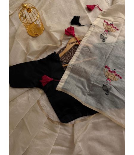 DB67 Beautiful Soft Chanderi Silk Embroidery Work Celebrity Inspired Sarees.