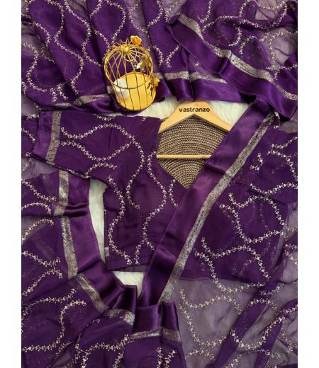 DB25 Beautiful Soft Viscose Georgette Jaal Sequence Emboridary Work Celebrity Inspired Saree.(Blouse Unstitched)