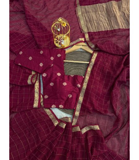DB180 Beautiful Soft Viscose Chinon Jacquard Weaving Sarees with Weaving Sequence Work Blouse.(Blouse Unstitched)
