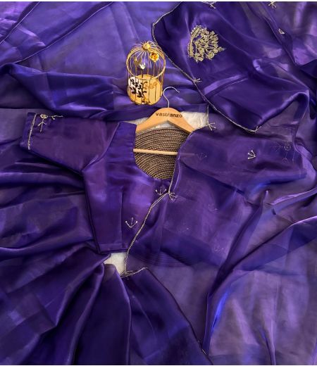 DB182 Beautiful Soft Imported Satin Silk Designer Handwork Celebrity Inspired Saree.