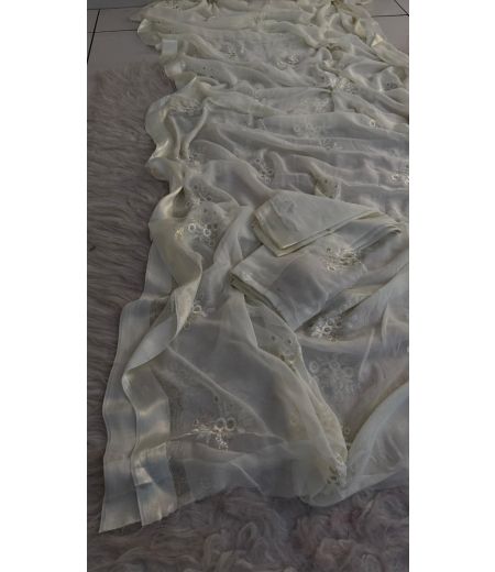 DB187 Beautiful Soft Viscose Zari Embroidery Work Celebrity Inspired Saree.