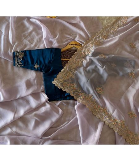 DB257 Beautiful Soft Star Georgette Sequence Emboridary Work Celebrity Inspired Sarees.