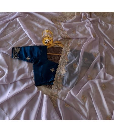 DB257 Beautiful Soft Star Georgette Sequence Emboridary Work Celebrity Inspired Sarees.