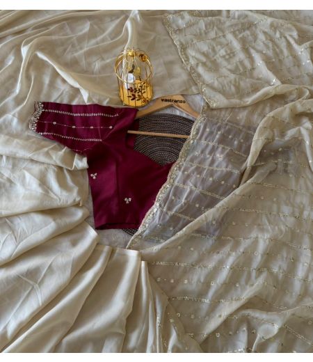 DB263 Beautiful Soft Georgette Sequence Emboridary Work Celebrity Inspired Sarees.