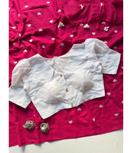 DB375 Beautiful Soft Cotton Celebrity Inspired Sarees with Designer Stitched Blouse.