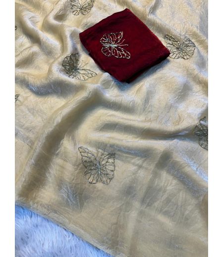 DB441 Beautiful Soft Space Silk Butterfly Handwork Celebrity Inspired Sarees.