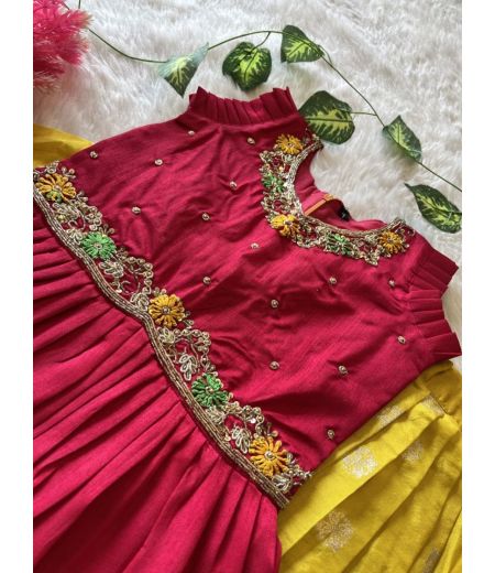 DB480 Soft Georgette Zari Weaving Designer Kids Lehenga Sets