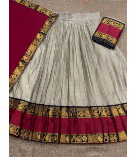 DB484 Beautiful Soft Kanchi Cotton Zari Weaving Designer Half Sarees~Lehenga Sets.