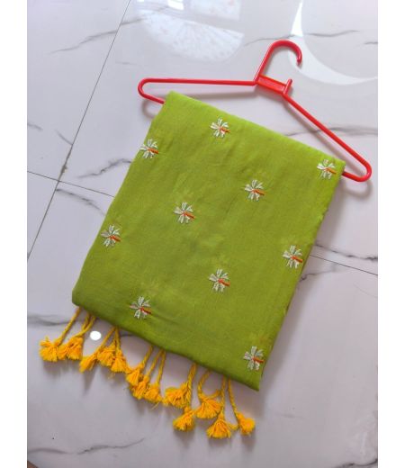 DB567 Beautiful Soft Cotton Embroidery Work Celebrity Inspired Sarees.