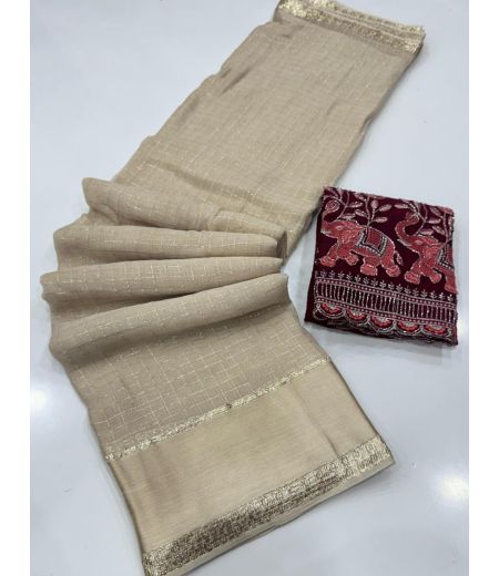 DB592 Viscose Georgette Saree With Bits Sequence Work Blouse