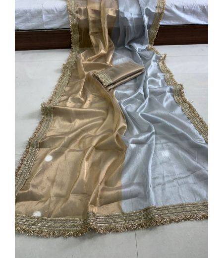 DB614 Beautiful Soft Viscose Handloom Tissue Silk Celebrity Inspired Sarees.