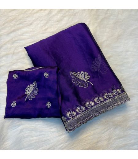 DB641 Beautiful Soft Rangoli Silk Zari Embroidery Work Celebrity Inspired Sarees.