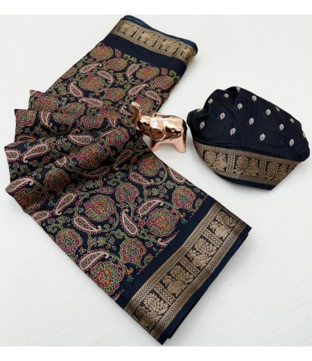 DB653 Beautiful Soft Dola Silk Kashmiri Printed Celebrity Inspired Sarees.(Blouse Unstitched)