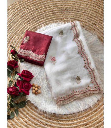 DB698  Beautiful Soft Chiffon Embroidery Work Celebrity Inspired Sarees.