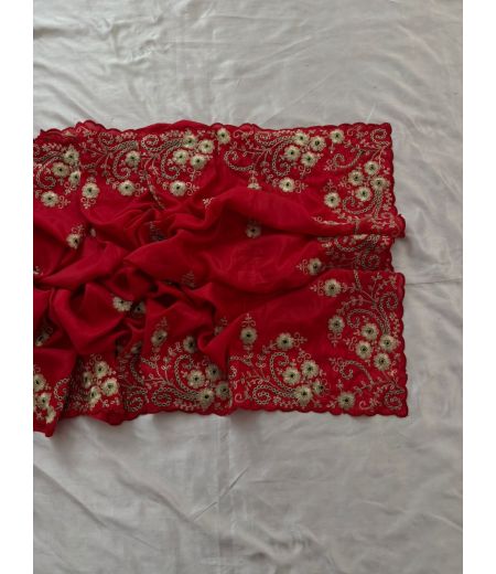 DB718 Beautiful Soft HO Silk Zardosi Codding Work Celebrity Inspired Sarees.