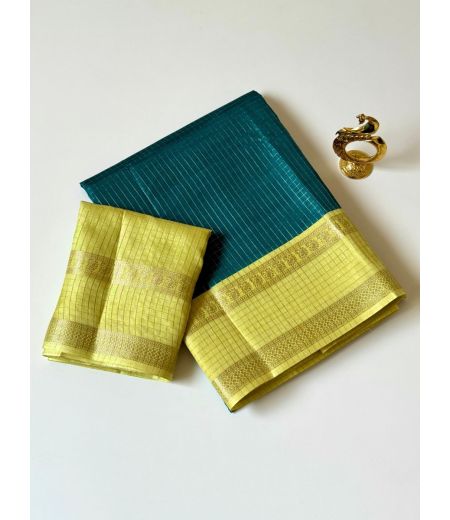 DB724 Beautiful Soft Tussar Silk Zari Chex Weaving Celebrity Inspired Sarees.