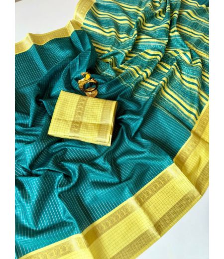 DB724 Beautiful Soft Tussar Silk Zari Chex Weaving Celebrity Inspired Sarees.