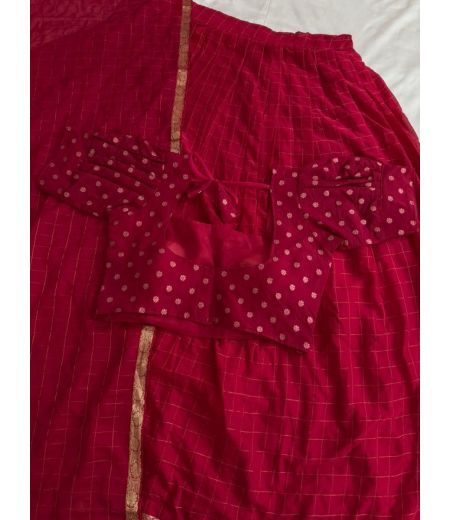 DB733  Beautiful Soft Viscose Zari Chex Weaving Designer Half Sarees~Lehenga Sets.