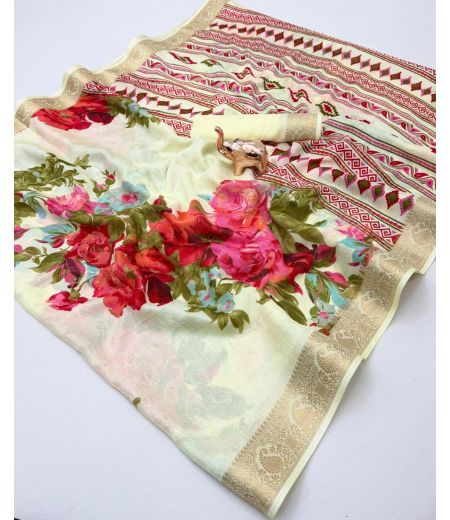 DB750 Beautiful Soft Marshmallow Floral Printed Celebrity Inspired Sarees.