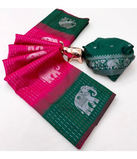 DB758 Beautiful Soft Silk Zari Weaving Celebrity Inspired Saree.