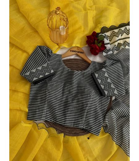 DB580 Beautiful Soft Linen Cotton Elegant Printed Foil Mirror Work Celebrity Inspired Saree.