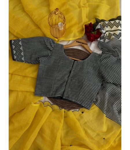 DB580 Beautiful Soft Linen Cotton Elegant Printed Foil Mirror Work Celebrity Inspired Saree.