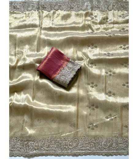 DB786 Beautiful Soft Silk Jacquard Weaving Sequence Emboridary Work Celebrity Inspired Sarees.