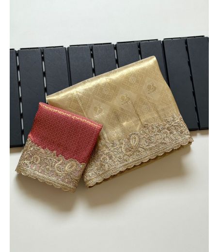 DB786 Beautiful Soft Silk Jacquard Weaving Sequence Emboridary Work Celebrity Inspired Sarees.
