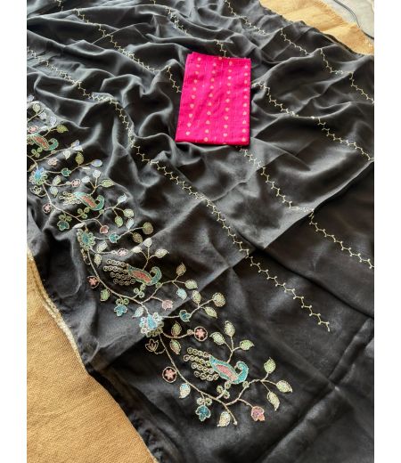 DB800 Beautiful Soft Georgette Sequence Cutdana Work Celebrity Inspired Sarees.