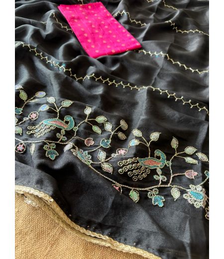 DB800 Beautiful Soft Georgette Sequence Cutdana Work Celebrity Inspired Sarees.
