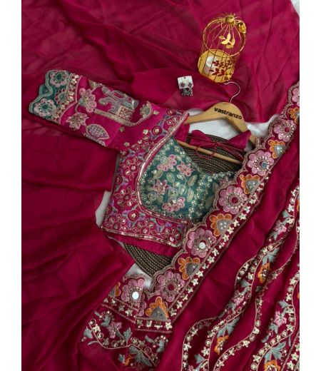 DB804 Beautiful Soft Rangoli Silk Sequence Emboridary Work Celebrity Inspired Saree with Designer Stitched Blouse.