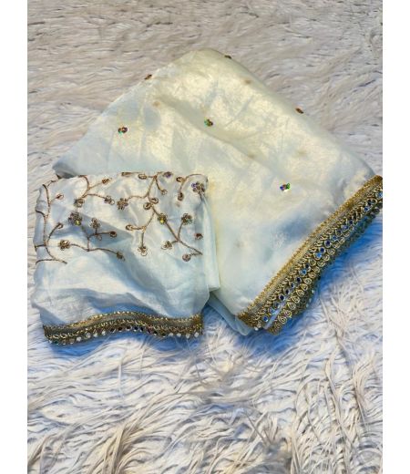 DB826 Beautiful Soft Space Sattin Silk Sequence Work Celebrity Inspired Sarees.