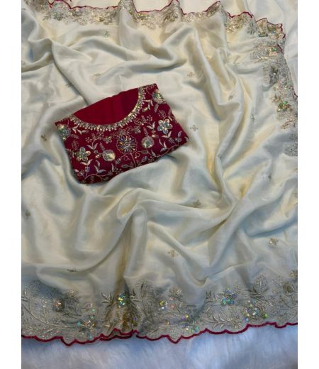 DB877 Beautiful Soft Star Georgette Sequence Emboridary Work Celebrity Inspired Sarees.