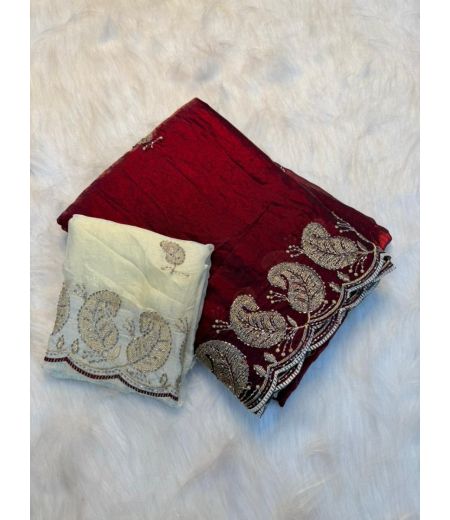 DB879 Beautiful Soft Space Silk Sequence Emboridary Bids Work Celebrity Inspired Sarees.