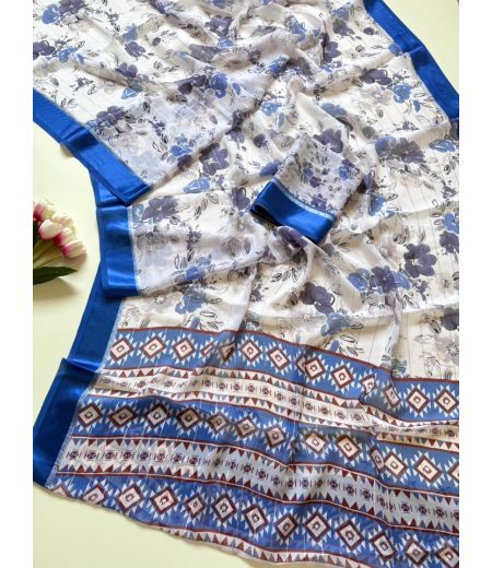 DB873 Beautiful Soft Moss Digital Printed Zari Weaving Celebrity Inspired Sarees.