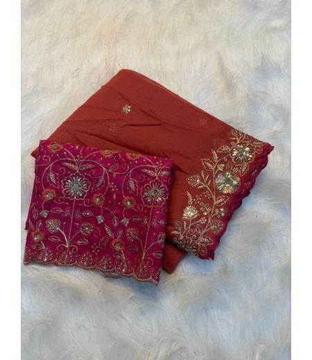 DB889 Beautiful Soft Star Georgette Sequence Emboridary Work Celebrity Inspired Sarees.