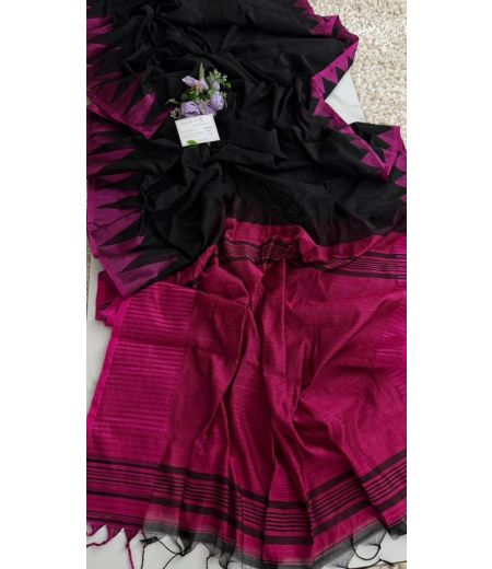 DB886  Beautiful Soft Mulmul Cotton Silk Sarees with Temple Border.