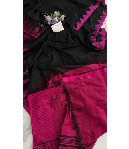 DB886  Beautiful Soft Mulmul Cotton Silk Sarees with Temple Border.