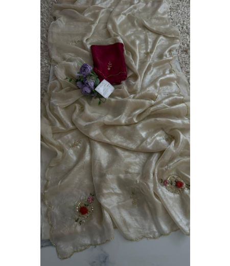 DB895 Beautiful Soft Sattin Silk Designer Handwork Celebrity Inspired Sarees.