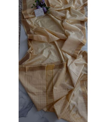 DB909 Beautiful Soft Tussar Silk Zari Chex Weaving Celebrity Inspired Sarees.