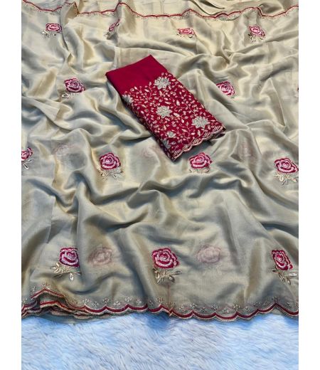 DB917 Beautiful Soft Georgette Embroidary Thread Work Celebrity Inspired Sarees.