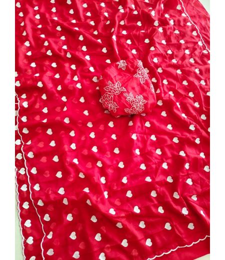 DB914 Beautiful Soft Star Georgette Embroidery Thread Work Celebrity Inspired Saree.
