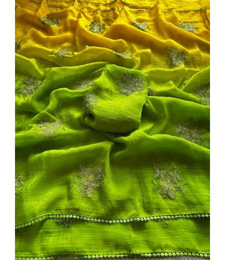 DB924 Beautiful Soft Sattin Silk Handwork Celebrity Inspired Sarees.