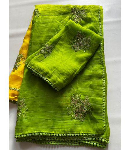 DB924 Beautiful Soft Sattin Silk Handwork Celebrity Inspired Sarees.