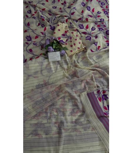 DB928 Beautiful Soft Butter Silk Jamdani Sarees.(Blouse Unstitched)